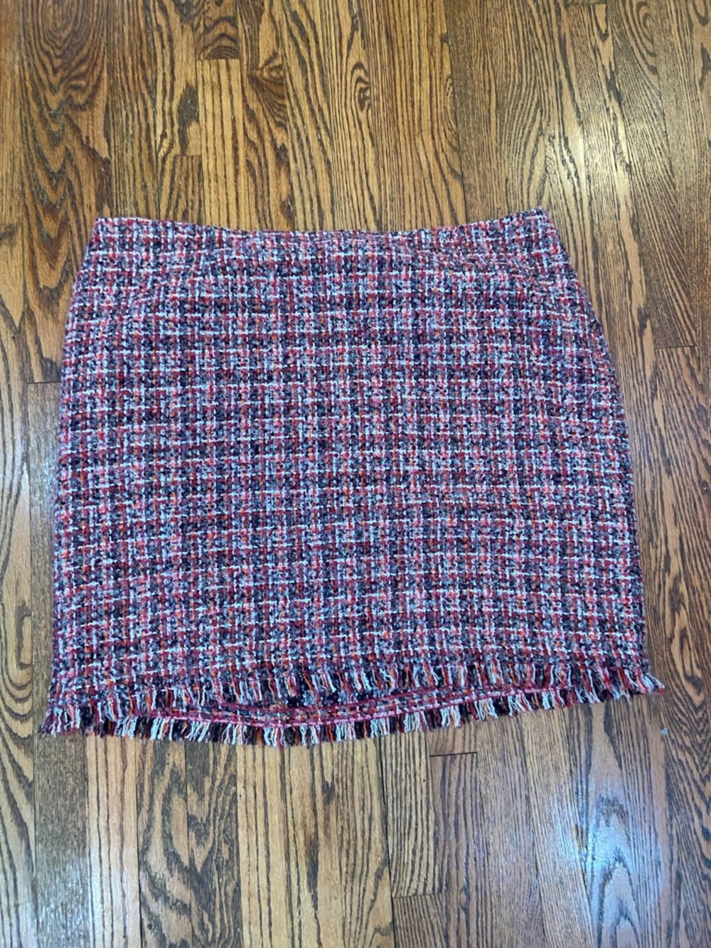 Classic Tweed Mini Skirt in Red Multi
